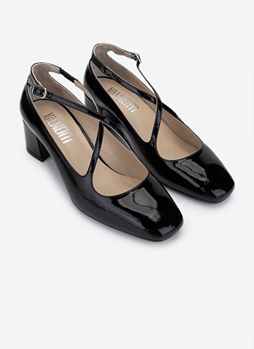 Valmenti Kadın Hakiki Deri Siyah Rugan Topuklu Ayakkabı - Görsel 3