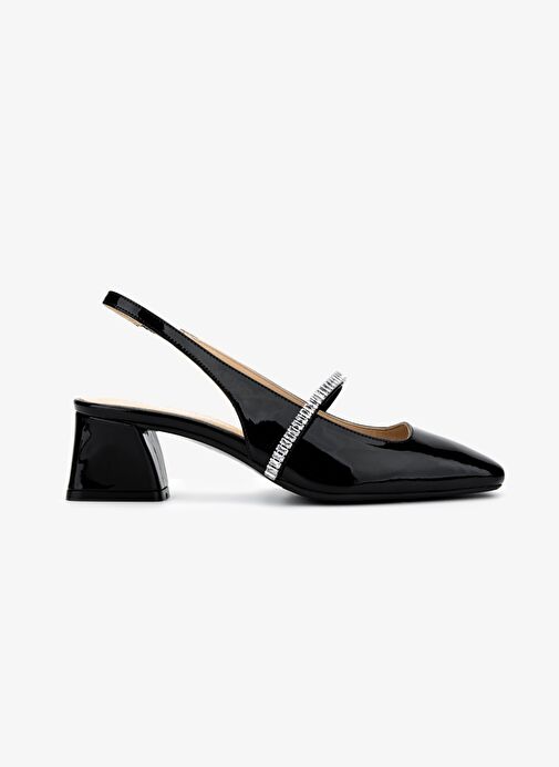 Valmenti Kadın Hakiki Deri Siyah Rugan Topuklu Ayakkabı - Görsel 2