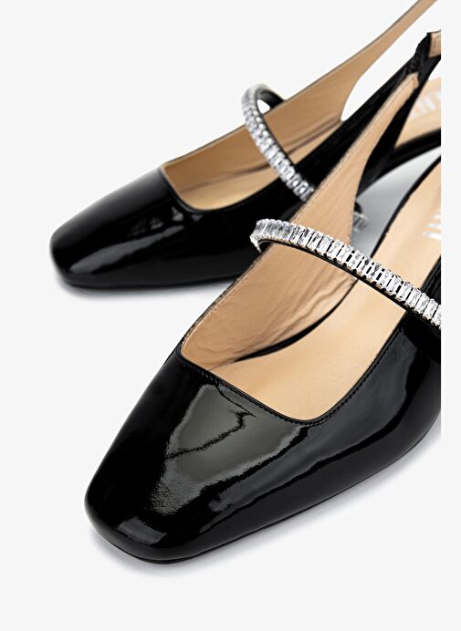 Valmenti Kadın Hakiki Deri Siyah Rugan Topuklu Ayakkabı - Görsel 4