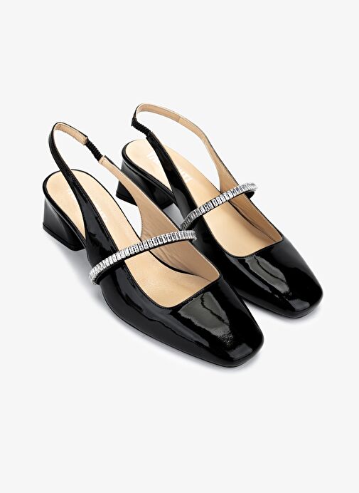 Valmenti Kadın Hakiki Deri Siyah Rugan Topuklu Ayakkabı - Görsel 3