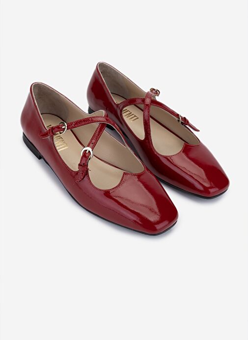 Valmenti Kadın Hakiki Deri Kırmızı Rugan Casual Ayakkabı - Görsel 3