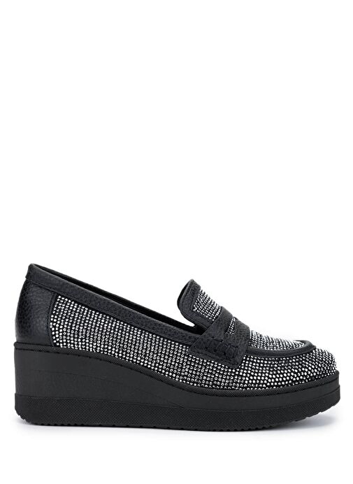 Tamer Tanca Kadın Hakiki Deri Beyaz Taşlı Loafer Ayakkabı - Görsel 2