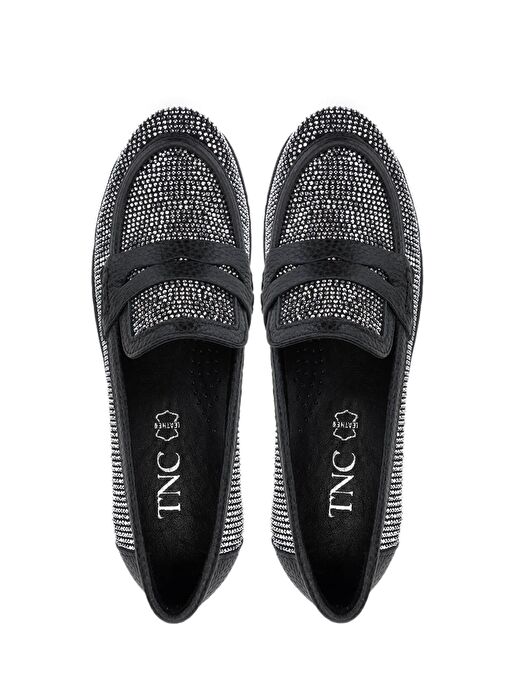 Tamer Tanca Kadın Hakiki Deri Beyaz Taşlı Loafer Ayakkabı - Görsel 6