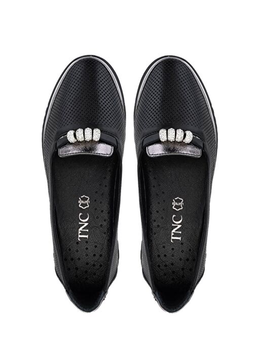 Tamer Tanca Kadın Hakiki Deri Siyah Comfort Ayakkabı - Görsel 6