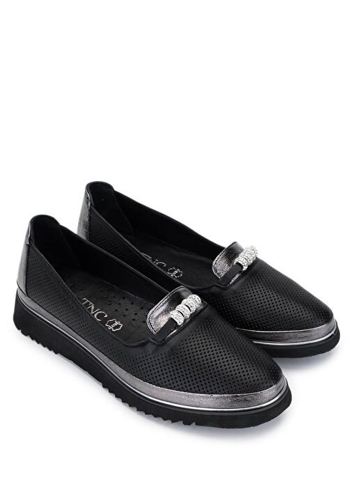 Tamer Tanca Kadın Hakiki Deri Siyah Comfort Ayakkabı - Görsel 3