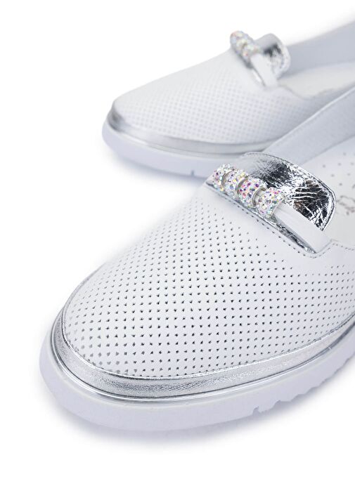 Tamer Tanca Kadın Hakiki Deri Beyaz Comfort Ayakkabı - Görsel 4