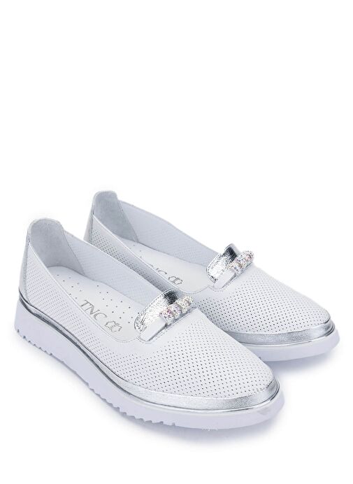 Tamer Tanca Kadın Hakiki Deri Beyaz Comfort Ayakkabı - Görsel 3