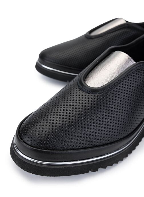 Tamer Tanca Kadın Hakiki Deri Siyah Comfort Ayakkabı - Görsel 4