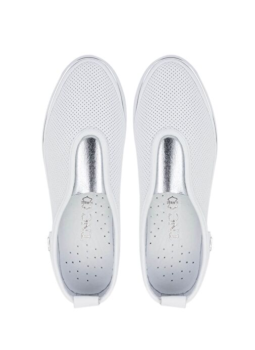 Tamer Tanca Kadın Hakiki Deri Beyaz/Lame Comfort Ayakkabı - Görsel 6