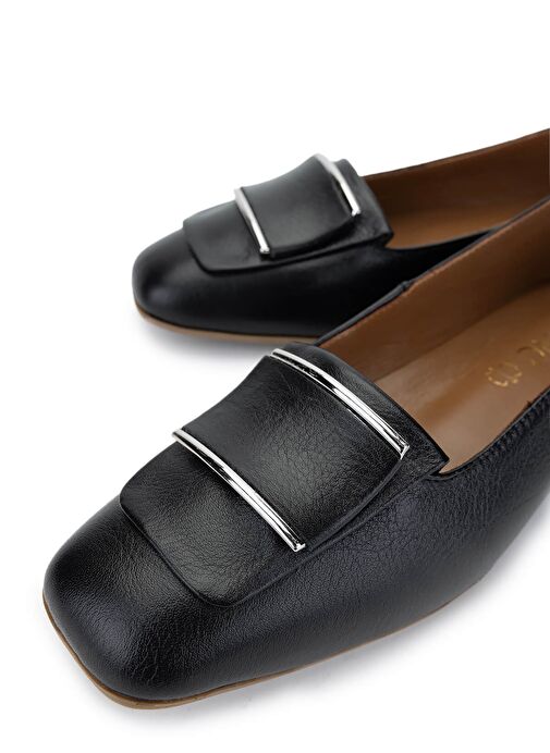 Tamer Tanca Kadın Hakiki Deri Siyah Deri Loafer Ayakkabı - Görsel 4