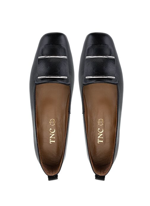 Tamer Tanca Kadın Hakiki Deri Siyah Deri Loafer Ayakkabı - Görsel 6