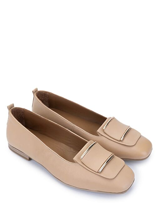 Tamer Tanca Kadın Hakiki Deri Bej Loafer Ayakkabı - Görsel 3