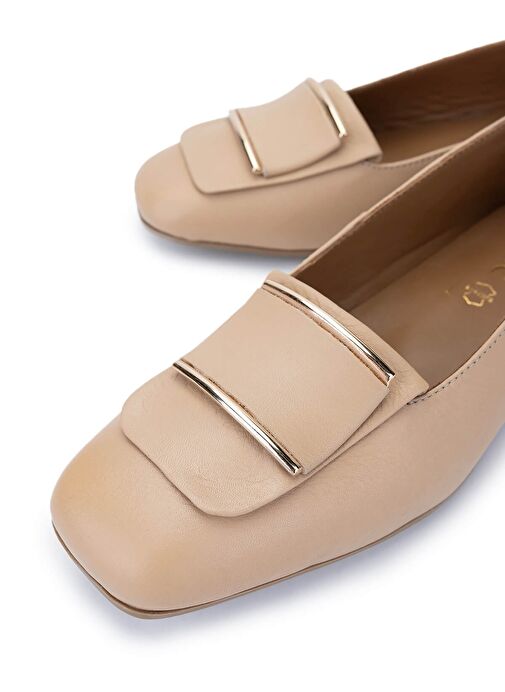 Tamer Tanca Kadın Hakiki Deri Bej Loafer Ayakkabı - Görsel 4