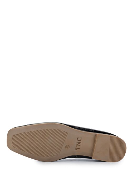 Tamer Tanca Kadın Hakiki Deri Siyah Rugan Loafer Ayakkabı - Görsel 5