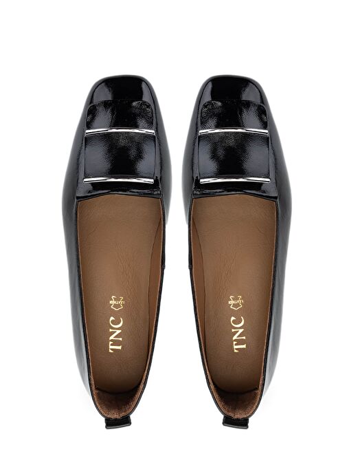 Tamer Tanca Kadın Hakiki Deri Siyah Rugan Loafer Ayakkabı - Görsel 6