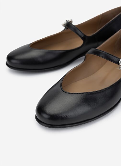 Valmenti Kadın Hakiki Deri Siyah Babet Ayakkabı - Görsel 4