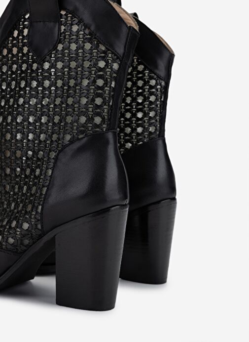 Valmenti Kadın Deri & Tekstil Siyah Deri Topuklu Çizme - Görsel 6