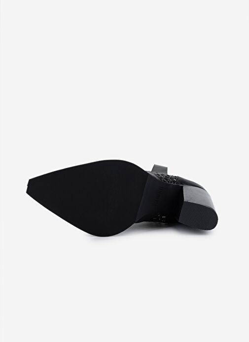 Valmenti Kadın Deri & Tekstil Siyah Deri Topuklu Çizme - Görsel 5