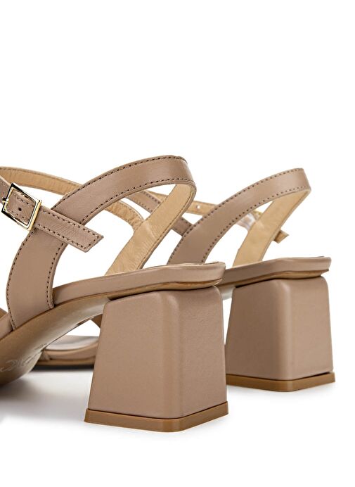 Tamer Tanca Kadın Hakiki Deri Bej Topuklu Ayakkabı - Görsel 6