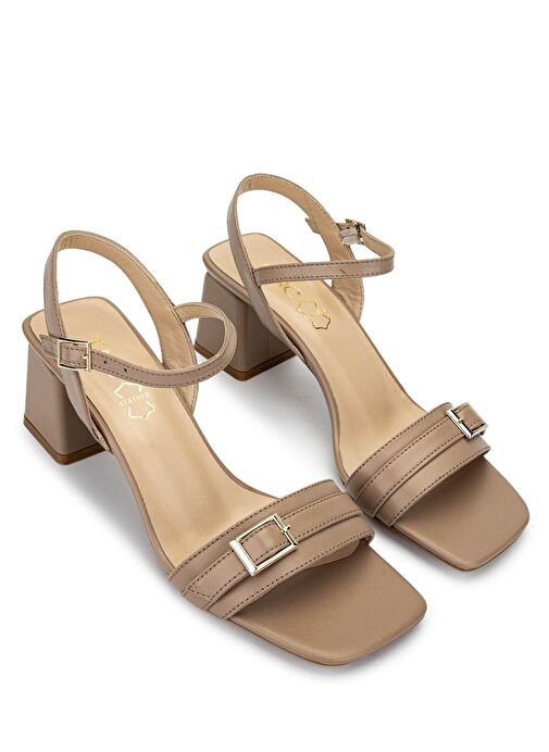 Tamer Tanca Kadın Hakiki Deri Bej Topuklu Ayakkabı - Görsel 3