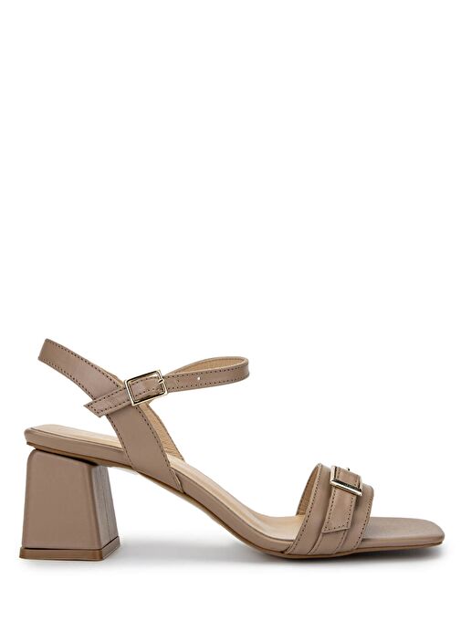 Tamer Tanca Kadın Hakiki Deri Bej Topuklu Ayakkabı - Görsel 2