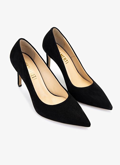 Valmenti Kadın Hakiki Deri Siyah Süet Topuklu Ayakkabı - Görsel 3