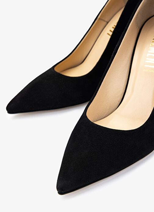 Valmenti Kadın Hakiki Deri Siyah Süet Topuklu Ayakkabı - Görsel 4