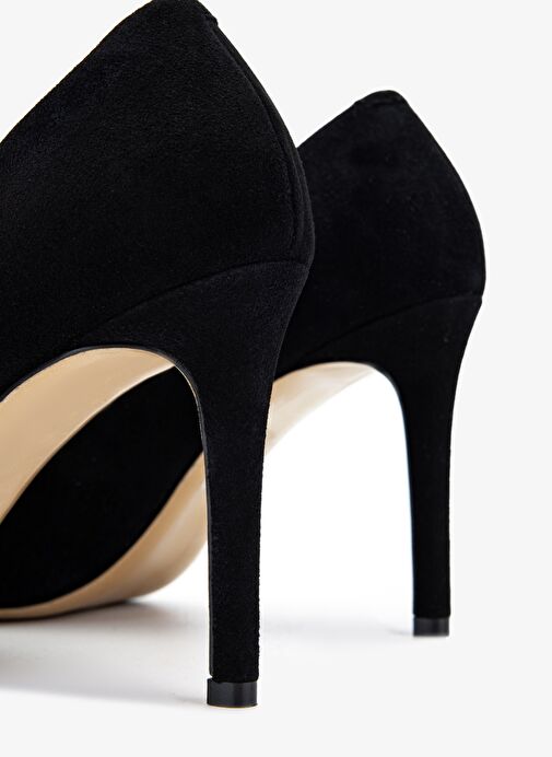 Valmenti Kadın Hakiki Deri Siyah Süet Topuklu Ayakkabı - Görsel 5
