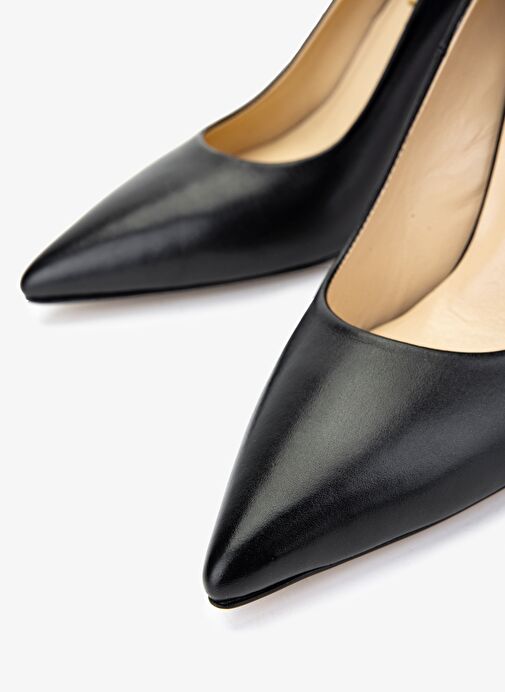 Valmenti Kadın Hakiki Deri Siyah Deri Topuklu Ayakkabı - Görsel 4