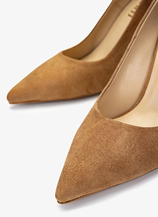 Valmenti Kadın Hakiki Deri Taba Süet Topuklu Ayakkabı - Görsel 4