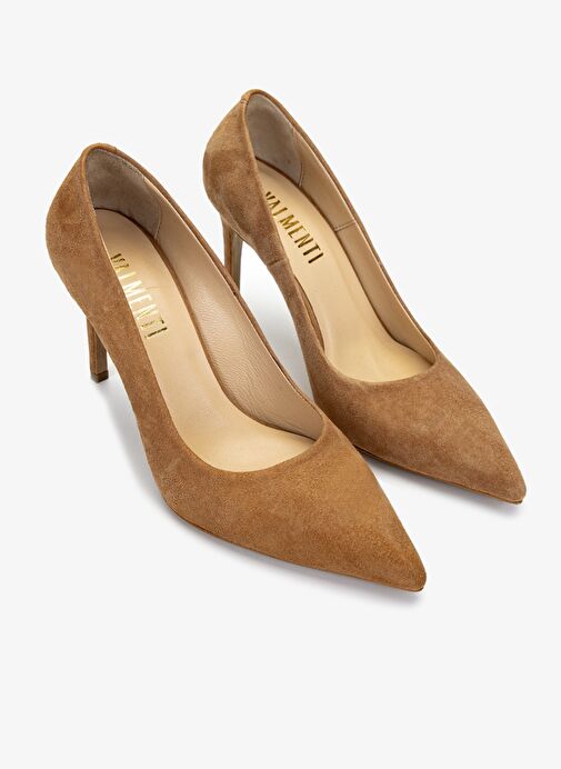 Valmenti Kadın Hakiki Deri Taba Süet Topuklu Ayakkabı - Görsel 3