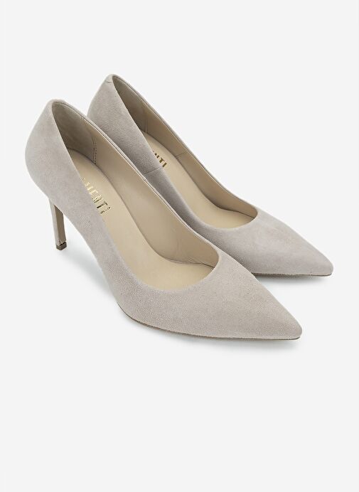 Valmenti Kadın Hakiki Deri Bej Süet Topuklu Ayakkabı - Görsel 3