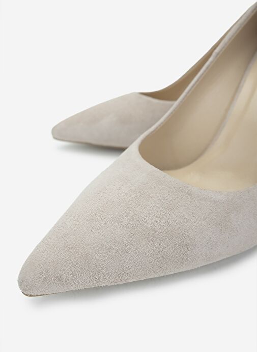 Valmenti Kadın Hakiki Deri Bej Süet Topuklu Ayakkabı - Görsel 4