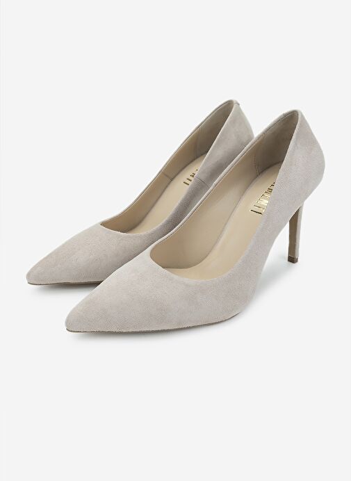 Valmenti Kadın Hakiki Deri Bej Süet Topuklu Ayakkabı - Görsel 7