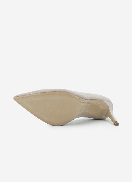 Valmenti Kadın Hakiki Deri Bej Süet Topuklu Ayakkabı - Görsel 6