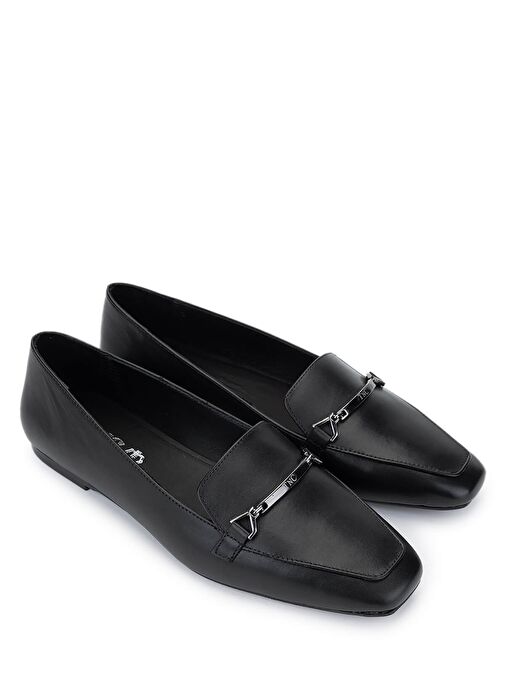 Tamer Tanca Kadın Hakiki Deri Siyah Deri Loafer Ayakkabı - Görsel 3