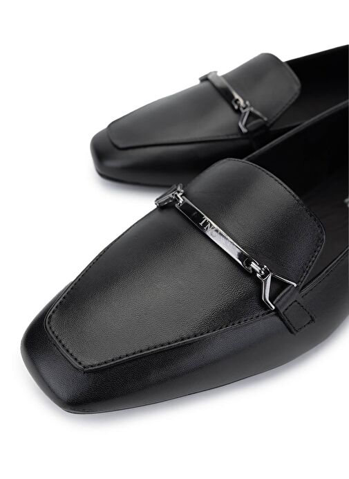 Tamer Tanca Kadın Hakiki Deri Siyah Deri Loafer Ayakkabı - Görsel 4