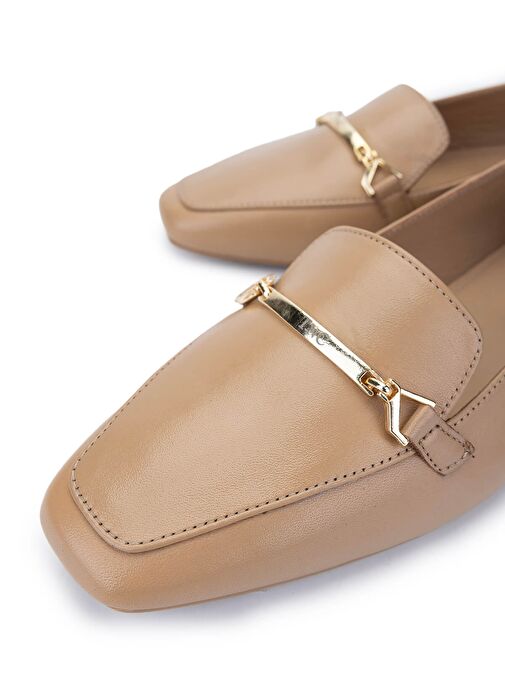 Tamer Tanca Kadın Hakiki Deri Bej Loafer Ayakkabı - Görsel 4