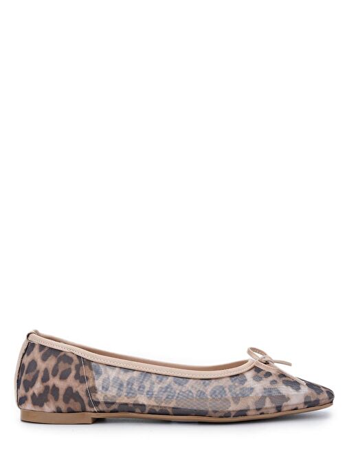 Tamer Tanca Kadın Deri & Tekstil Bej Leopar Babet Ayakkabı - Görsel 2