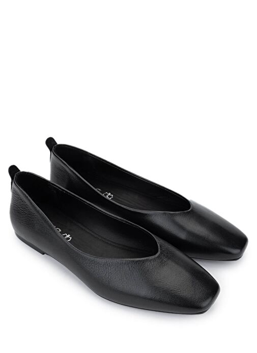 Tamer Tanca Kadın Hakiki Deri Siyah Deri Babet Ayakkabı - Görsel 3