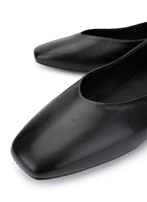 Tamer Tanca Kadın Hakiki Deri Siyah Deri Babet Ayakkabı - Görsel 4