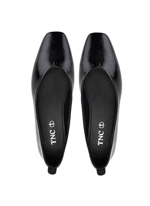 Tamer Tanca Kadın Hakiki Deri Siyah Rugan Babet Ayakkabı - Görsel 6