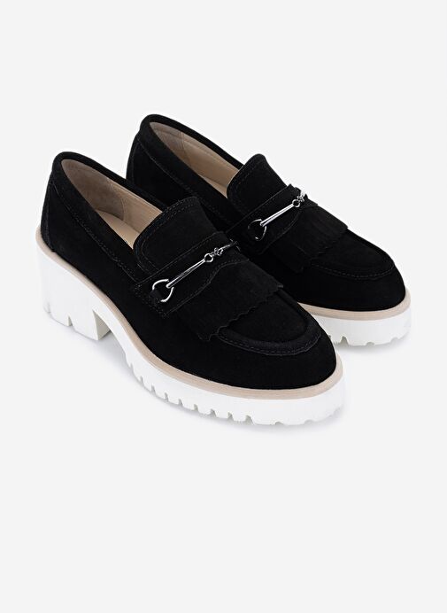 Valmenti Kadın Hakiki Deri Siyah Süet Topuklu Ayakkabı - Görsel 3