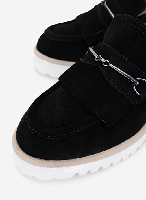 Valmenti Kadın Hakiki Deri Siyah Süet Topuklu Ayakkabı - Görsel 4