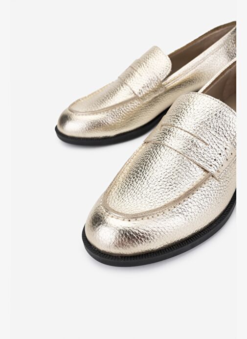 Valmenti Kadın Hakiki Deri Dore Loafer Ayakkabı - Görsel 4