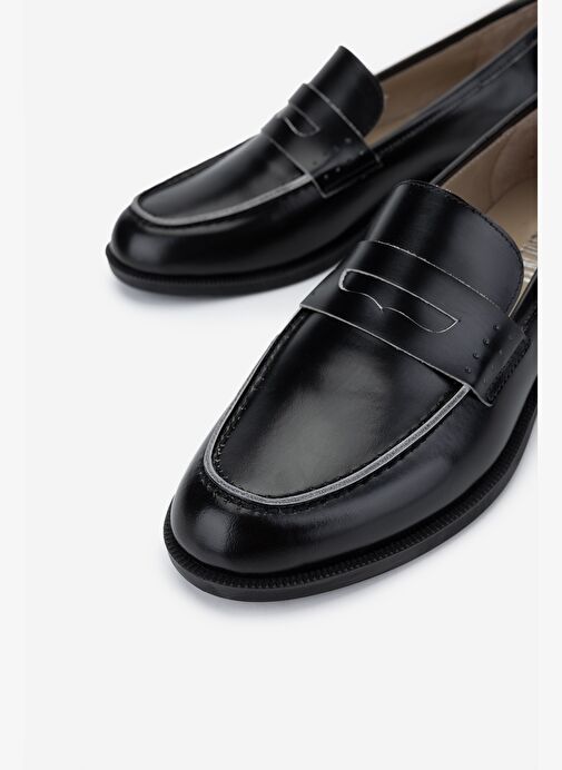 Valmenti Kadın Hakiki Deri Siyah Loafer Ayakkabı - Görsel 4