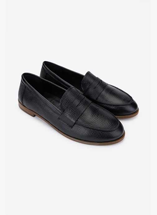Valmenti Kadın Hakiki Deri Siyah Floter Loafer Ayakkabı - Görsel 3