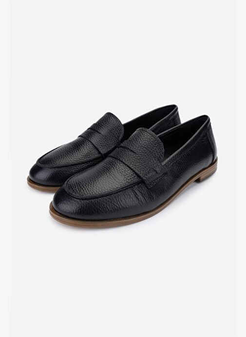 Valmenti Kadın Hakiki Deri Siyah Floter Loafer Ayakkabı - Görsel 6