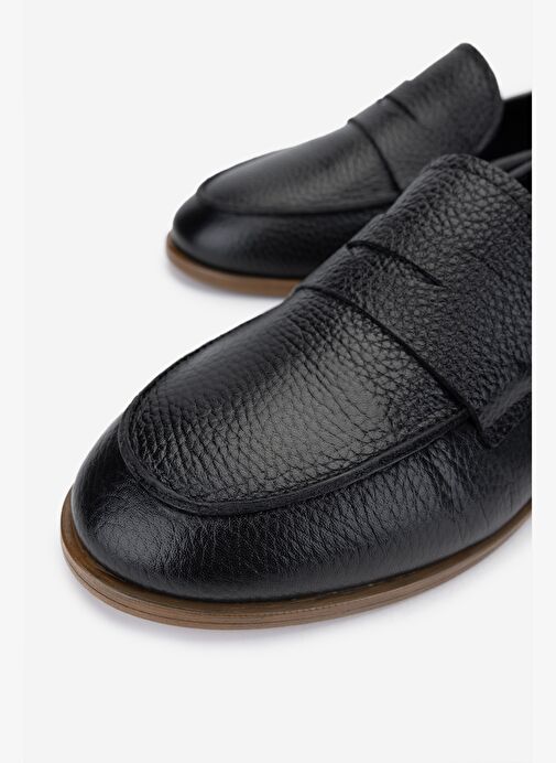 Valmenti Kadın Hakiki Deri Siyah Floter Loafer Ayakkabı - Görsel 4