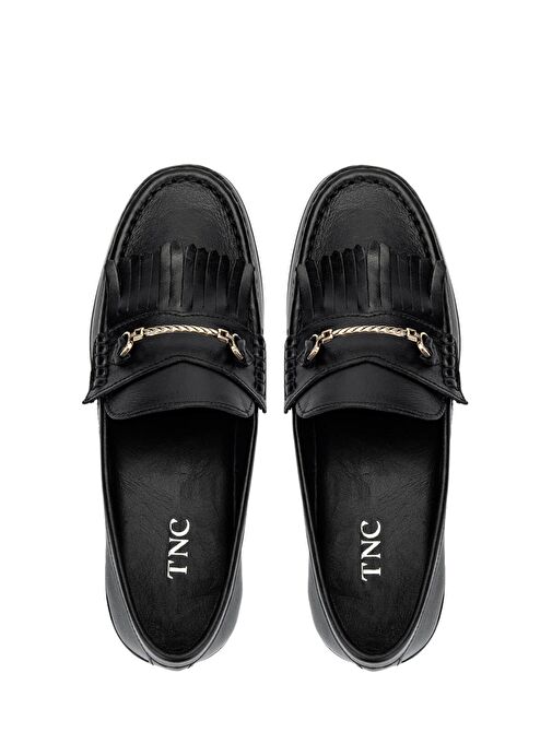 Tamer Tanca Kadın Hakiki Deri Siyah Deri Loafer Ayakkabı - Görsel 6